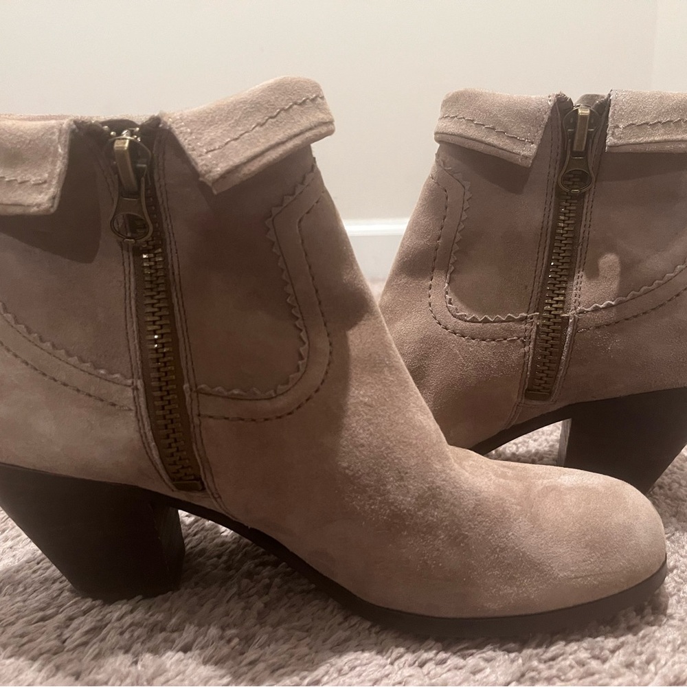 Sam Edelman Suede Fringe Ankle Boots - Beige - Picture 2 of 8
